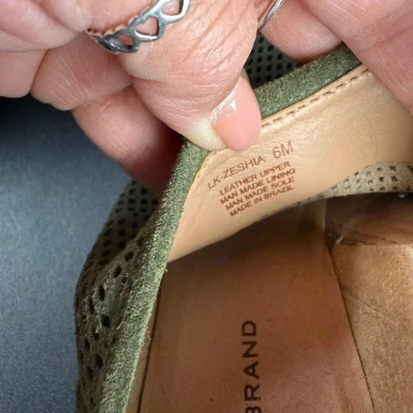 Lucky Brand LK-Zeshia Olive Green Suede Leather Perforated Ankle Booties Women's - Picture 6 of 10